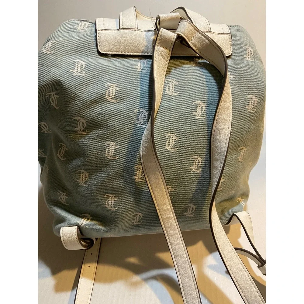 Juicy Couture‎ Pack it Up Washed Denim Backpack White  Rhinestones Small
